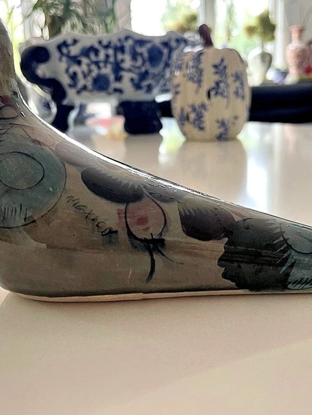 Ken Edwards Tonala Pottery Bird Duck Figurine Hand Painted Floral Mexico Vintage